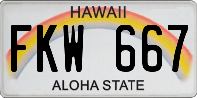 HI license plate FKW667