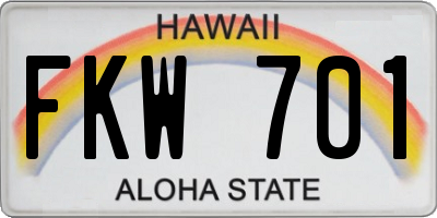 HI license plate FKW701
