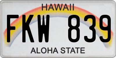 HI license plate FKW839