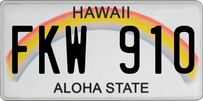 HI license plate FKW910