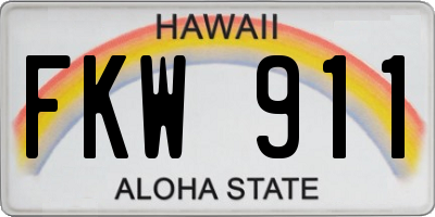 HI license plate FKW911