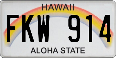 HI license plate FKW914