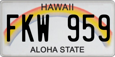 HI license plate FKW959