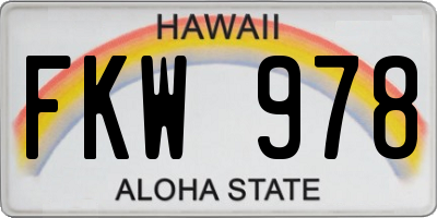 HI license plate FKW978