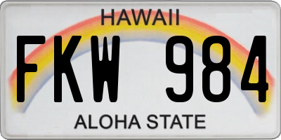 HI license plate FKW984