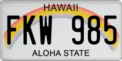 HI license plate FKW985