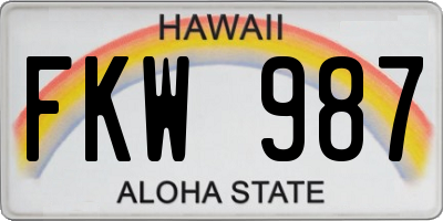 HI license plate FKW987