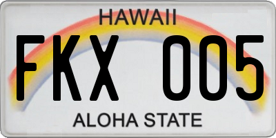HI license plate FKX005