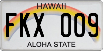 HI license plate FKX009