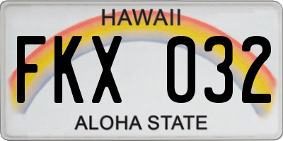 HI license plate FKX032