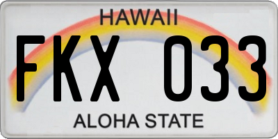HI license plate FKX033