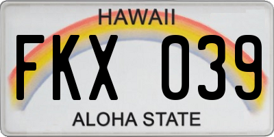 HI license plate FKX039