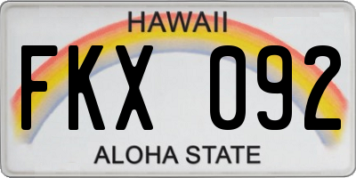 HI license plate FKX092