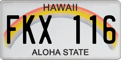 HI license plate FKX116