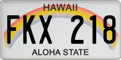 HI license plate FKX218