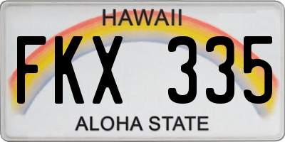 HI license plate FKX335