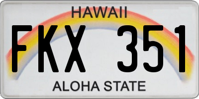 HI license plate FKX351
