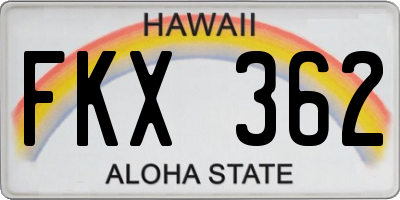 HI license plate FKX362
