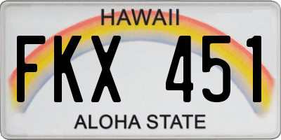 HI license plate FKX451