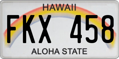 HI license plate FKX458