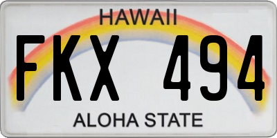 HI license plate FKX494