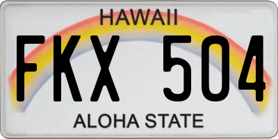 HI license plate FKX504