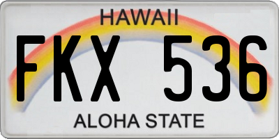 HI license plate FKX536