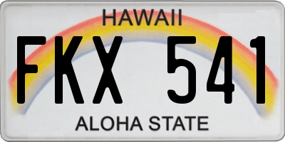 HI license plate FKX541