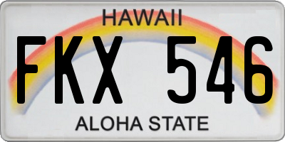 HI license plate FKX546