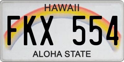 HI license plate FKX554