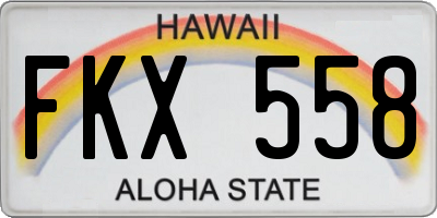 HI license plate FKX558