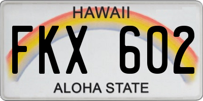 HI license plate FKX602