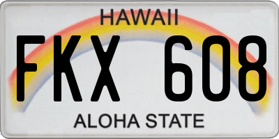 HI license plate FKX608