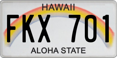 HI license plate FKX701