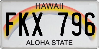HI license plate FKX796