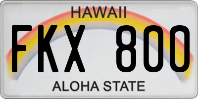 HI license plate FKX800