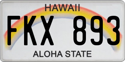 HI license plate FKX893