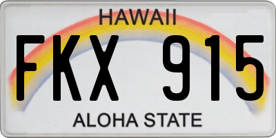 HI license plate FKX915