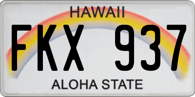 HI license plate FKX937