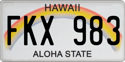 HI license plate FKX983