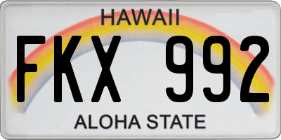 HI license plate FKX992