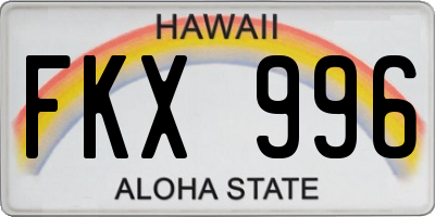 HI license plate FKX996