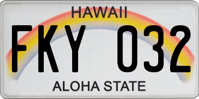 HI license plate FKY032