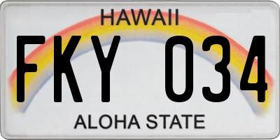 HI license plate FKY034