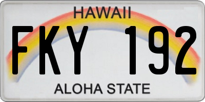 HI license plate FKY192