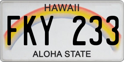 HI license plate FKY233