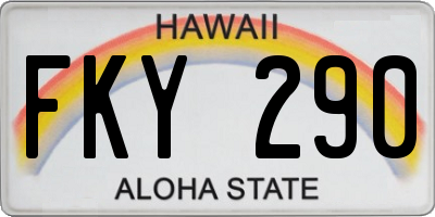 HI license plate FKY290