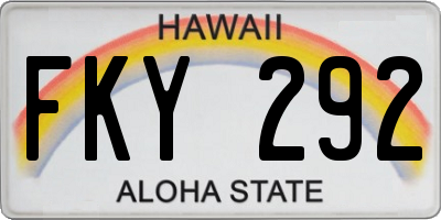 HI license plate FKY292