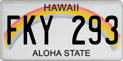 HI license plate FKY293