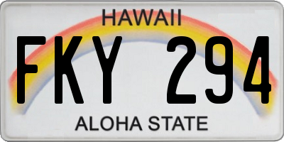 HI license plate FKY294